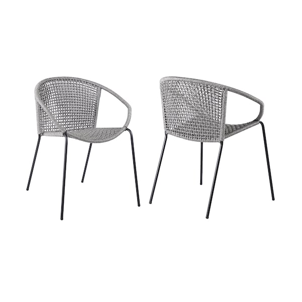 Armen Living Snack Indoor Outdoor Stackable Steel Dining Chair with Gray Rope, PK2 LCSNSIGRY - main